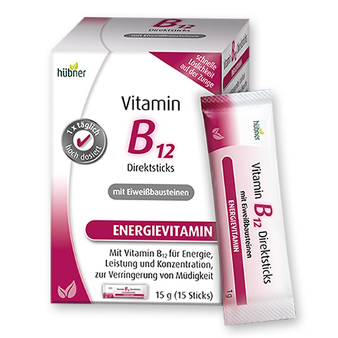 Hübner Vitamin B12 Direktsticks mit Eiweißbausteinen, 15 Stück